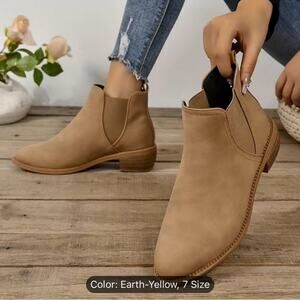 SHEIN Faux Suede Chelsea Ankle Boots Earth-Yellow or Light Brown Color 7 / 38
